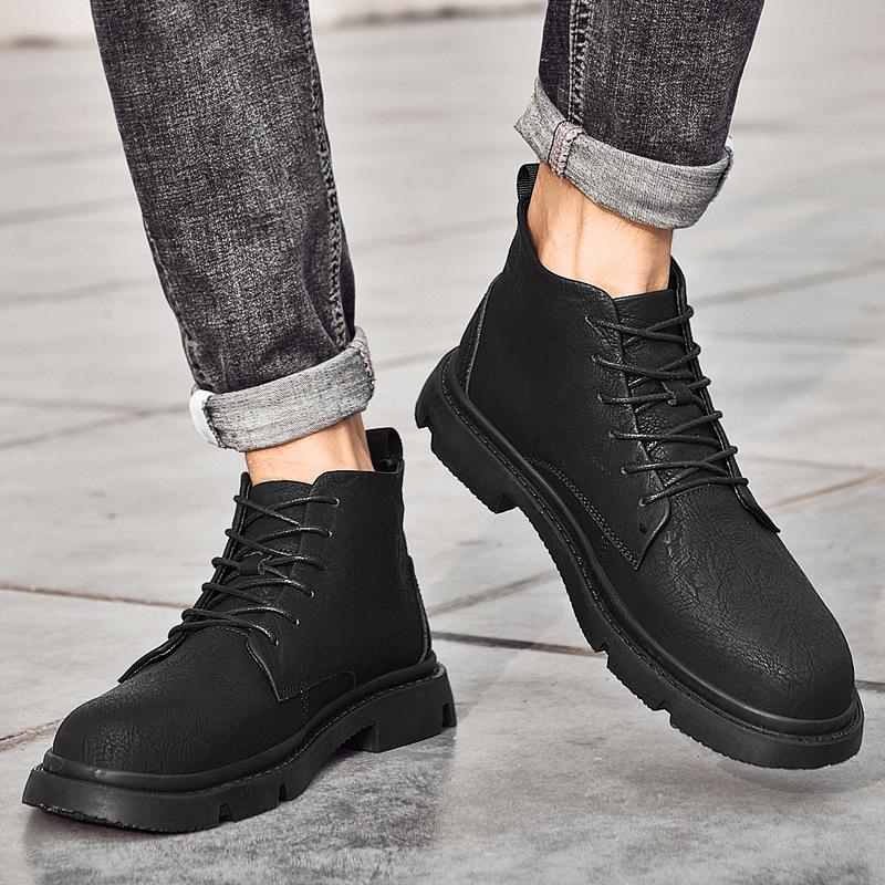Mode Vielseitige Herren Stiefeletten Business Kleidung Schuhe Lässig Echtes Leder Leder Schnürschuhe Britischer Stil Chelsea Boots Herren
