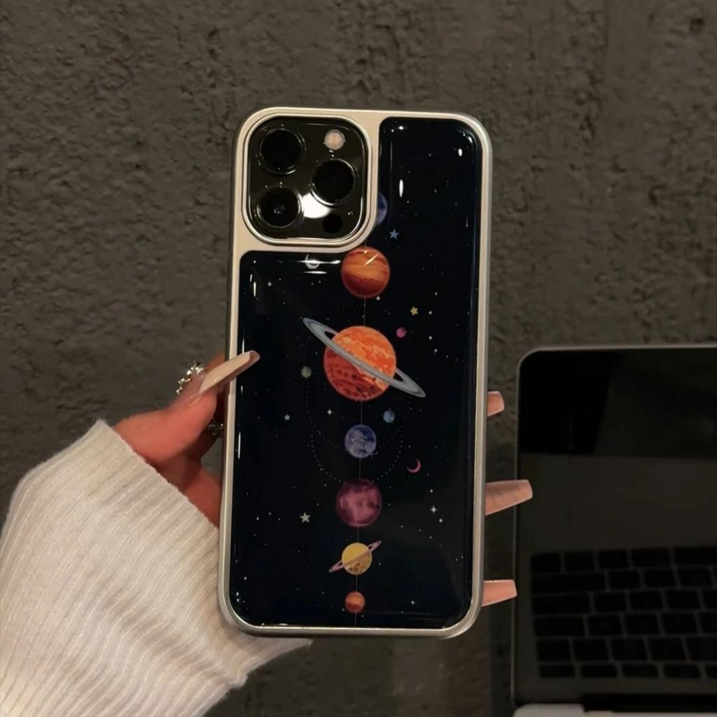 Space Planet Is Suitable for Apple iPhone16/17Pro Mobile Phone Case 14 Water Condensation 13 Personality 12 Large Holes 15 Niche