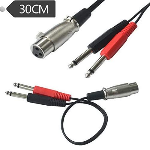 XLR Female to 6.35mm Mono Male Audio Y Splitter Cable, 1 XLR Female to 2 Dual 6.35mm Male 30cm (1.5m/3m) Stereo Mic Audio Converter Adapter Cable