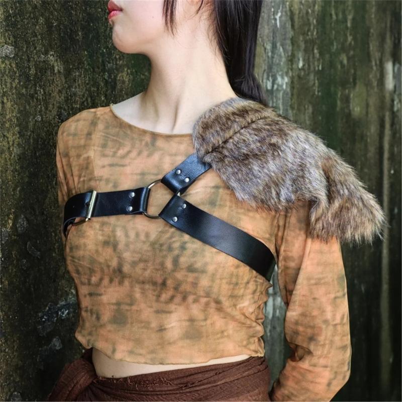 Soft Practical Faux Furs Wrap Theater Performances Shawl For Cosplay Costumes Cold Weather Outfits And Travel Use