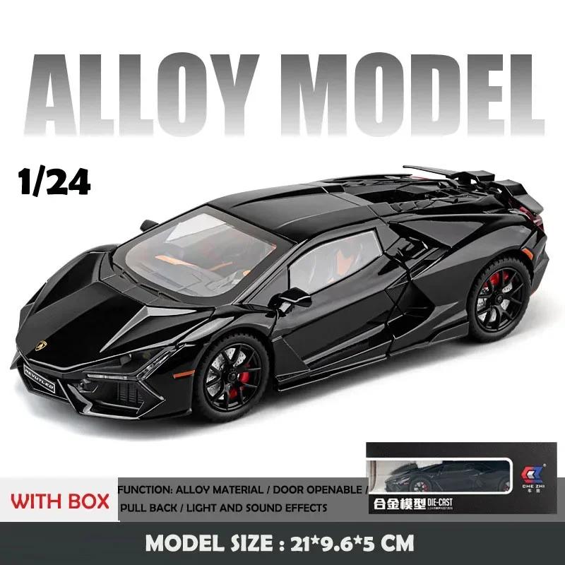 

Simualtion 1:24 Lamborghini Revuelto Super Car Model with Sound Light Children Boy Diecast Toy Vehicle Collection Miniature чёрный