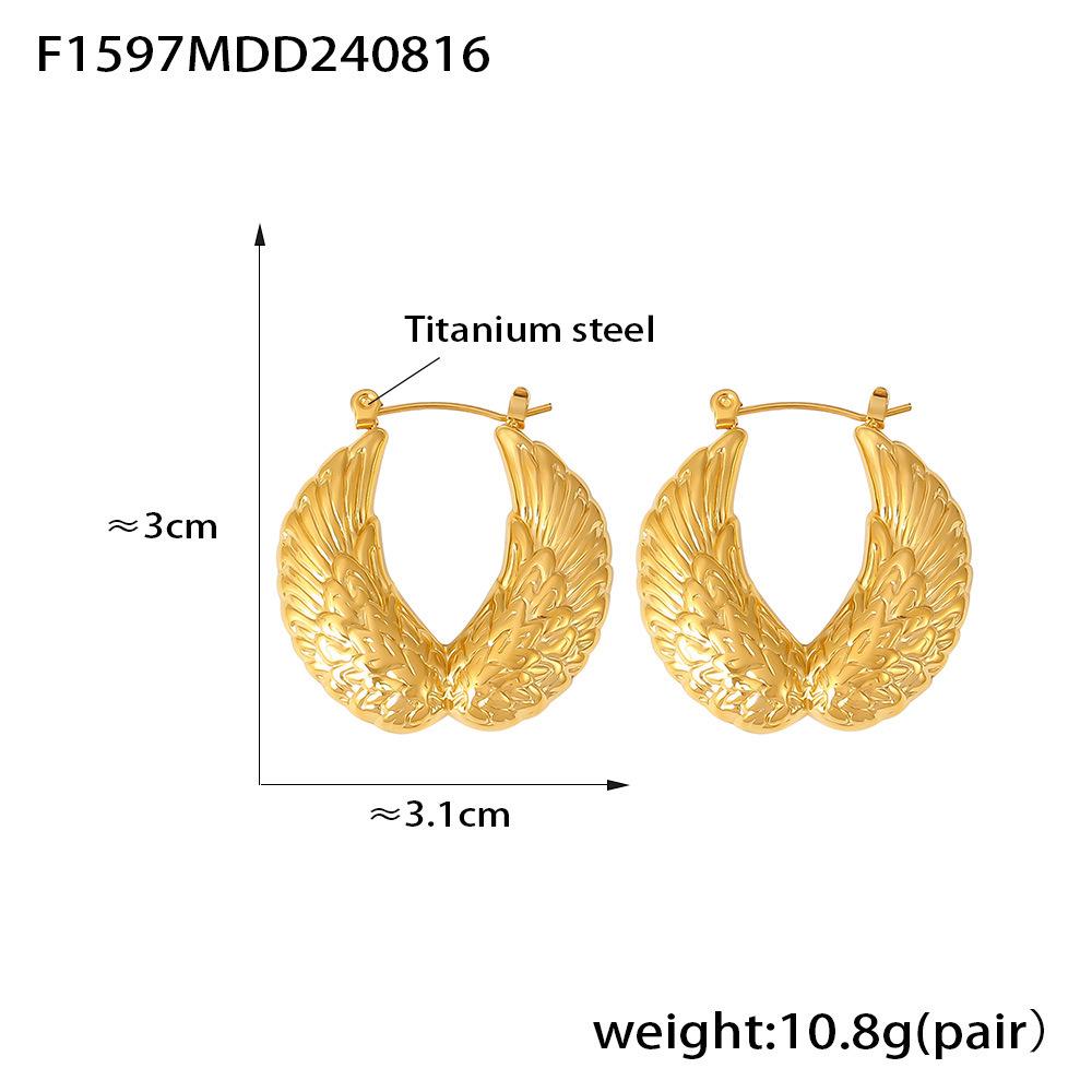 Geometrische Flügel-Ohrringe mit 18 Karat Vergoldung aus Titanstahl - Europäisch/Amerikanisches Retro-Design