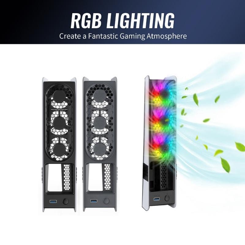 Innovative Cooling Fan for P5 Slim/Professional Console with Colorful LED Lighting Effect Build-in 3pcs Low Noise Fan