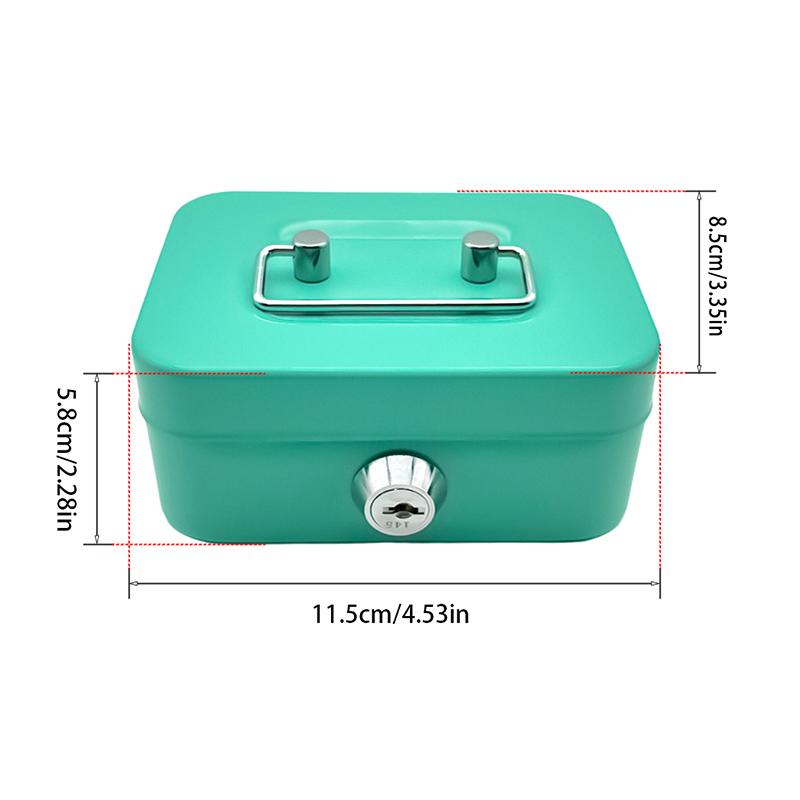 Money Safe Box Mini Cash Box Metal Key Money Bank Small Security Lock Box Portable Sturdy Lockable Coin Boxes