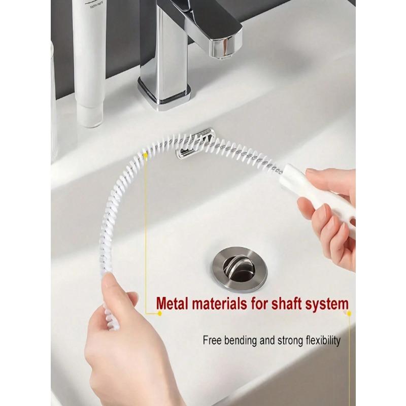 Drain Cleaning Tool Set (With Storage Hook), Includes Flexible Drain Remover And Brush