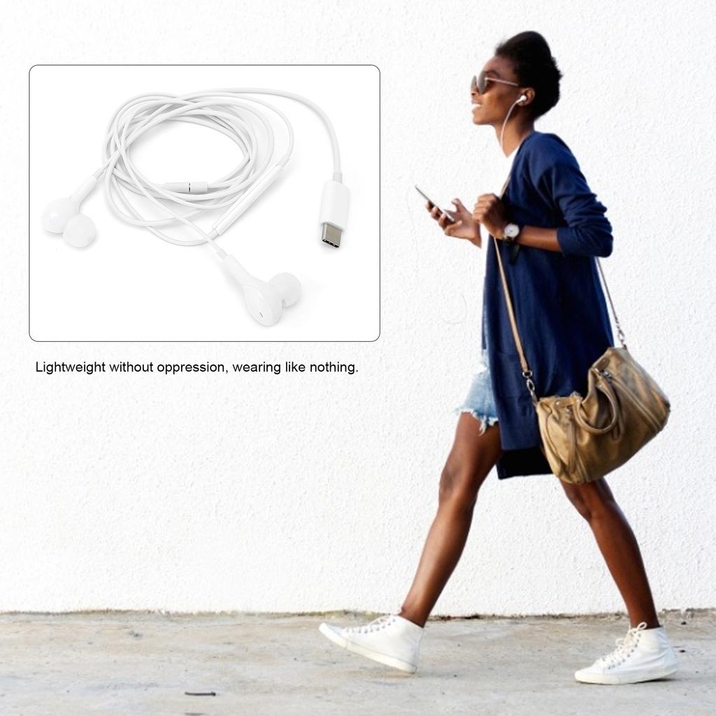 Wired Earphones Type C Digital Chip Noise Canceling Mobile Phone Earbubs with Volume Control