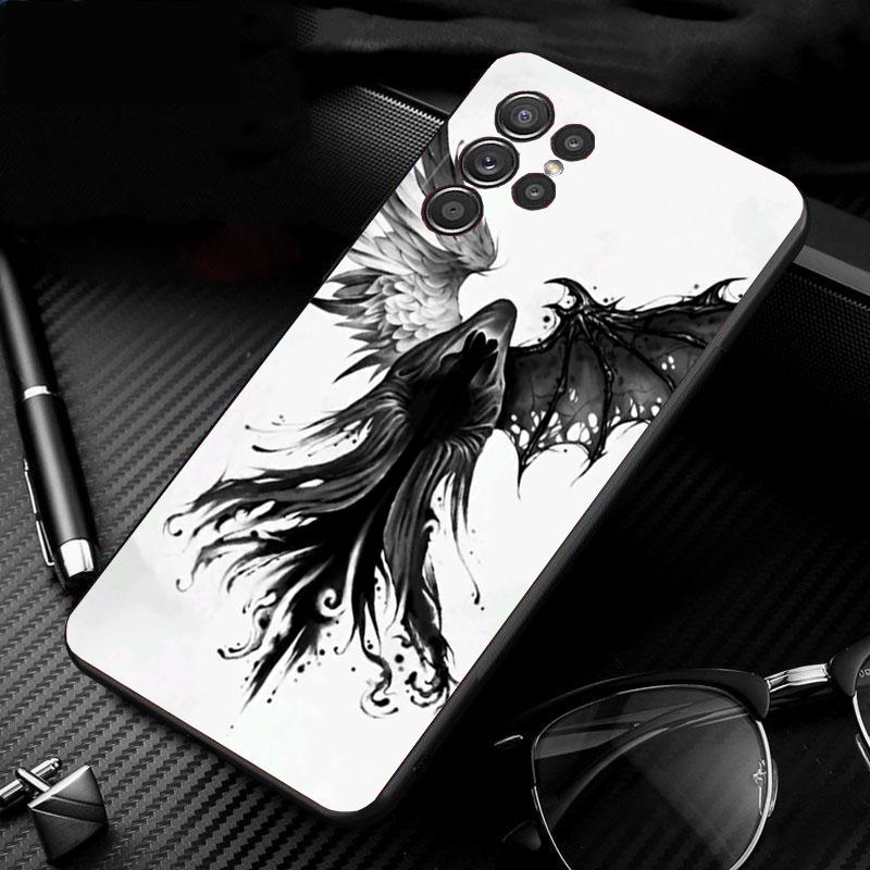 Phone Case For Samsung Galaxy S26 S25 S24 S23 S22 Ultra S23 S22 S25 Plus S24FE S23FE S26Edge Black Angel Death Demon