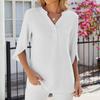 IHUASU Spring/Summer Solid Color Button V-neck Loose Mid-sleeve Chiffon Blouse