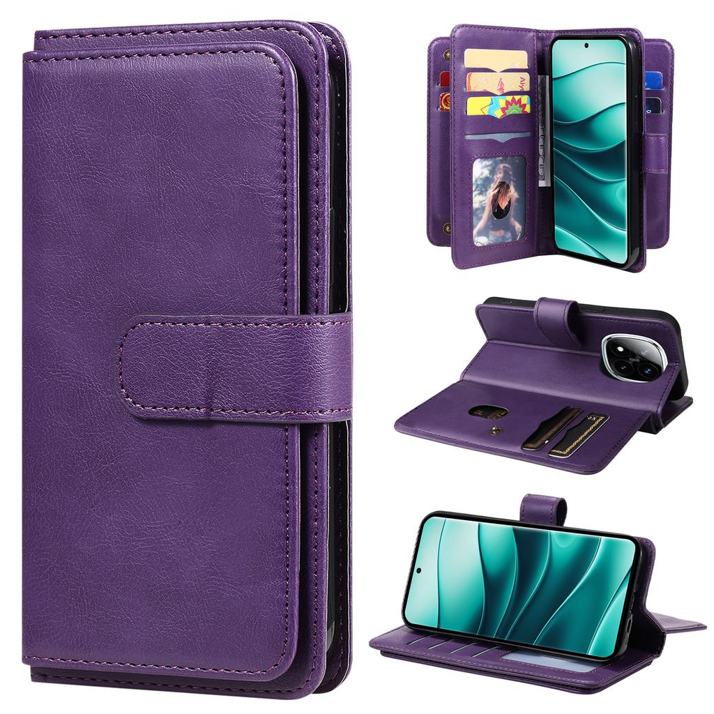 For Xiaomi Redmi Note 14 Pro+ 5G/Xiaomi Poco X7 5G/Xiaomi Redmi Note 14 Pro 5G Leather Case with 10 Card Holder Phone Cover Stand