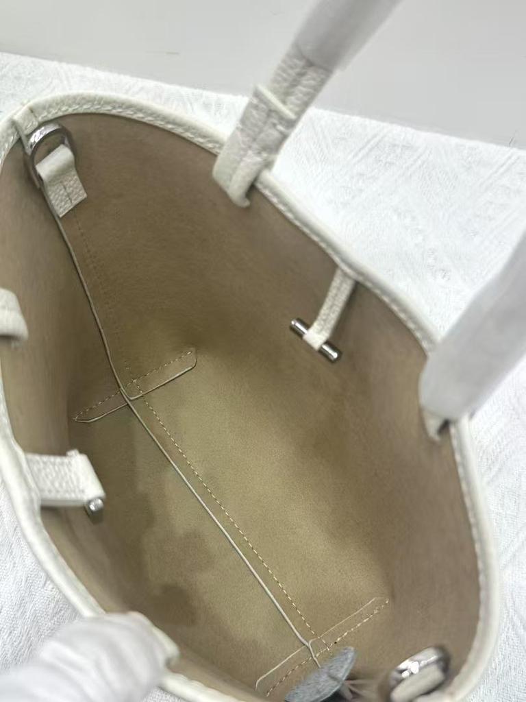 The Row Genuine Leather Small Tote Bag - Large Capacity, Lychee Pattern, Shoulder/Crossbody/Underarm Styles.