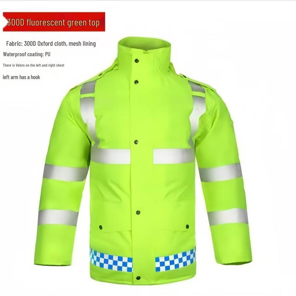 Reflective Raincoat & Pants Set - Thickened PU Oxford Cloth for Traffic & Sanitation, Stormproof