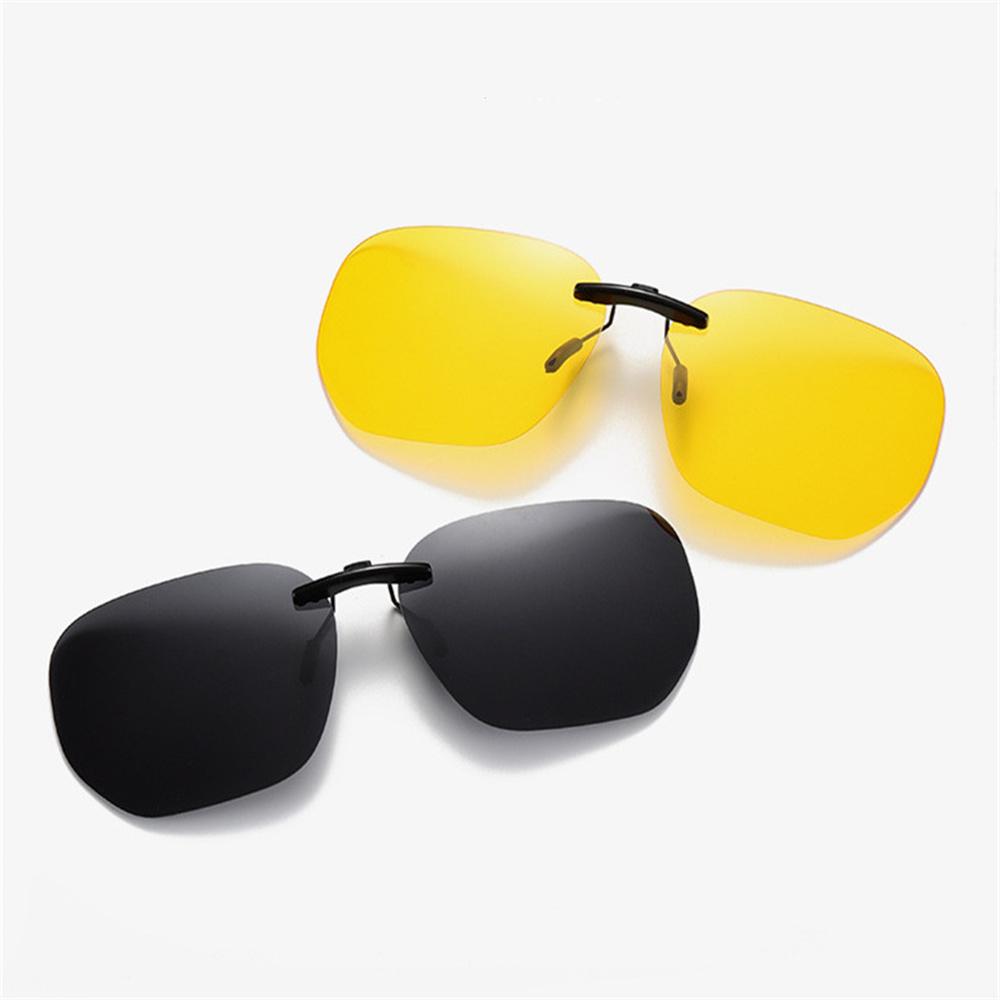 KLASSNUM Men Driving Clip On Sunglasses for Myopia Eyeglasses Polarized Women Square Night Vision Fishing UV400 Sun Glasses