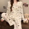 Pajamas Women'S Spring And Autumn Cute Doll Collar Girl Suit Can Wear Cloud Cotton Long-Sleeved Loungewear