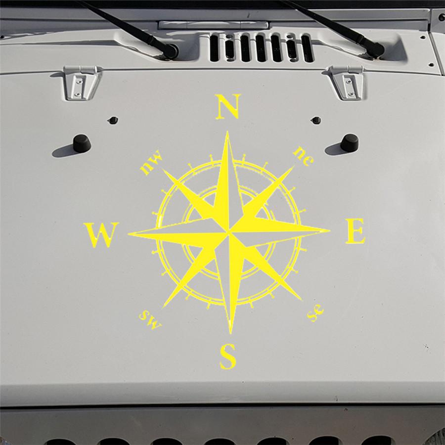 High Quality 1Pc Black Compass Totem Car Auto Vinyl Bonnet Decal Sticker 50x50cm