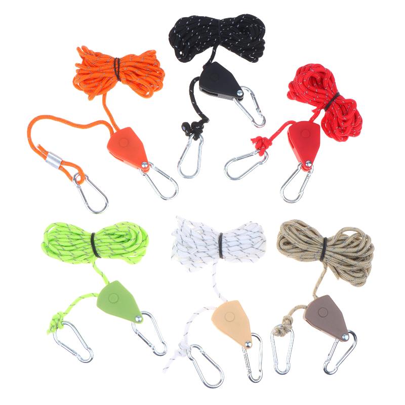 20M Extra Long Reflective Windproof Camping Rope with Adjuster Carabiner for Multi Tent Camping Sites