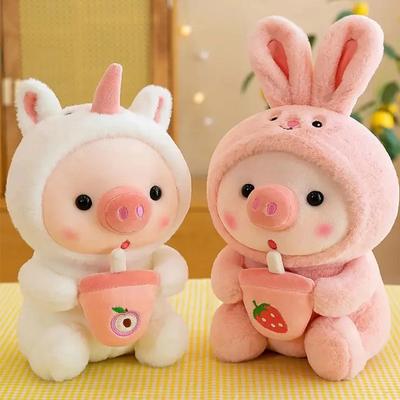 Carino cartone animato Bubble Tea Pig peluche giocattoli morbidi peluche Milk Tea Pig bambola peluche cuscino giocattoli per bambini ragazzo ragazza regalo di compleanno