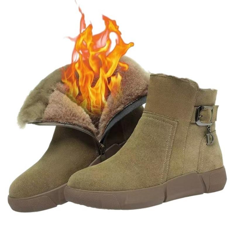 Retro matte snow boots women's velvet thickened warm winter cotton shoes new non-slip thick-soled short boots