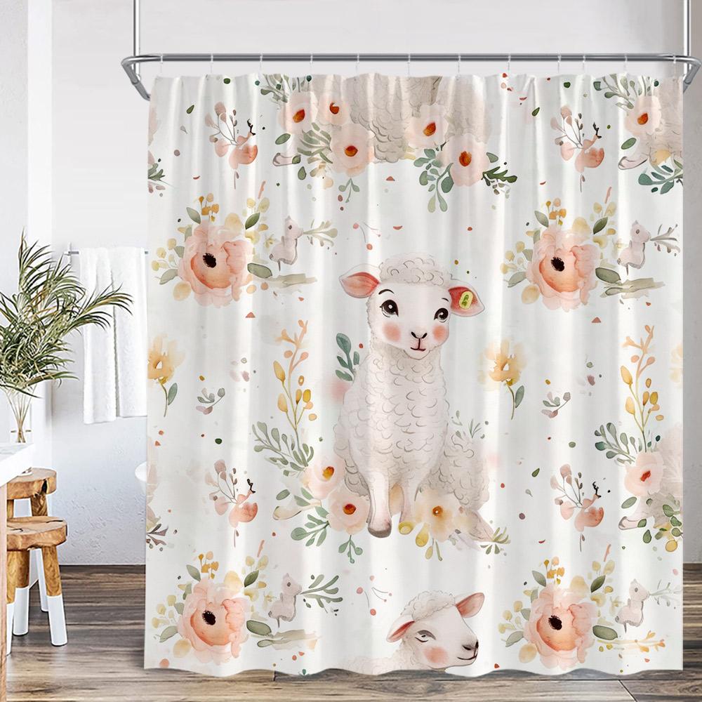 Cartoon Kids Bath Curtains Birds Rainbow Unicorns Cute Cats Fish Funny Animals Bathroom Decortaion Shower Curtain With Hooks