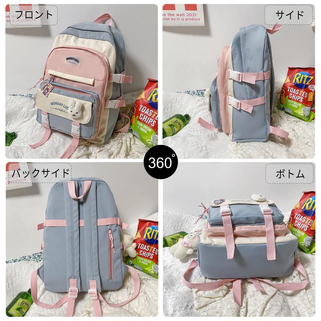 FANDARE Women's Cute Backpack with 11 Pockets, 15.6-inch Laptop Storage, Anti-Theft, Suitcase Mountable, Unisex, Perfect for School, Work, Travel,