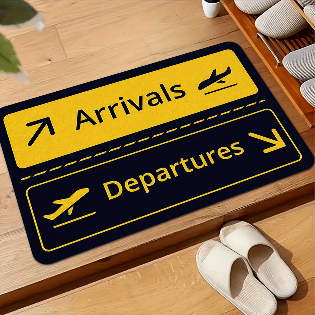 Airport Runway Doormat Plane Takeoff Rug, Soft Flannel Non-Slip Washable Door Carpet for Aviation Theme Home Decor
