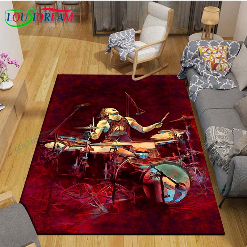 Fashion Music Drum Set Printed Carpet Outdoor Area Rug Non -slip Carpet Bedroom Decor Carpet for Living Room Birthday Gift