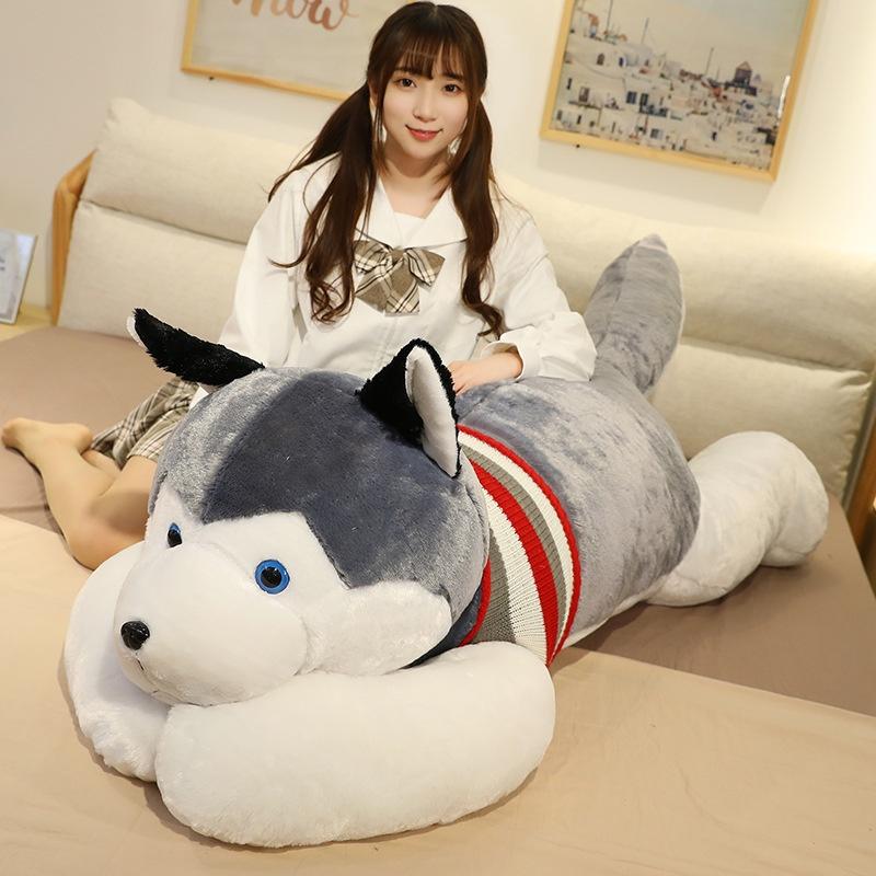 Großes Plüsch-Husky-Spielzeug, realistisches Stofftier, ideales Geburtstags- und Kuschelgeschenk für Kinder