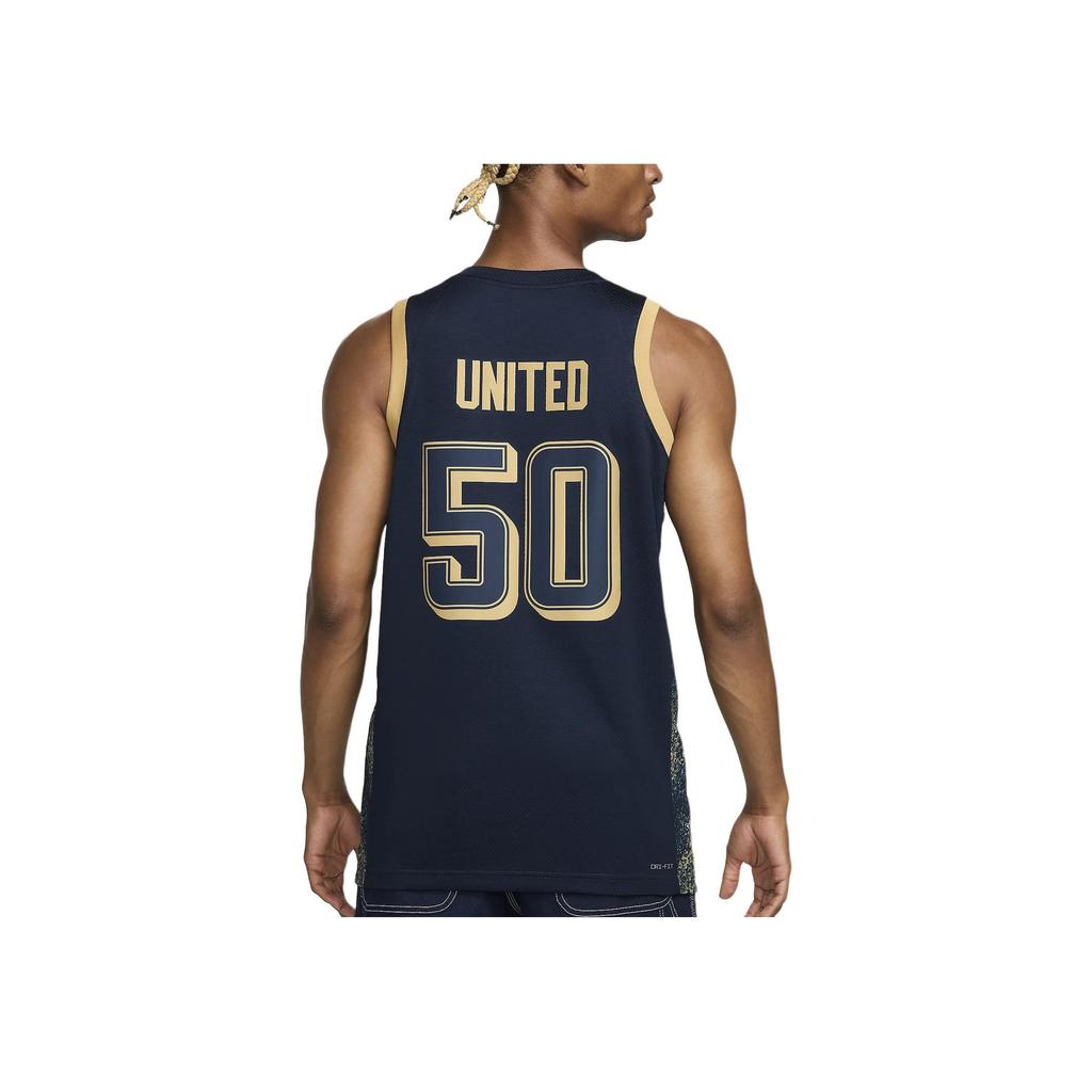 Nike Printed Fashion Sleeveless Basketball Jersey Men jerseys Obsidian True-Gold FZ7317-451