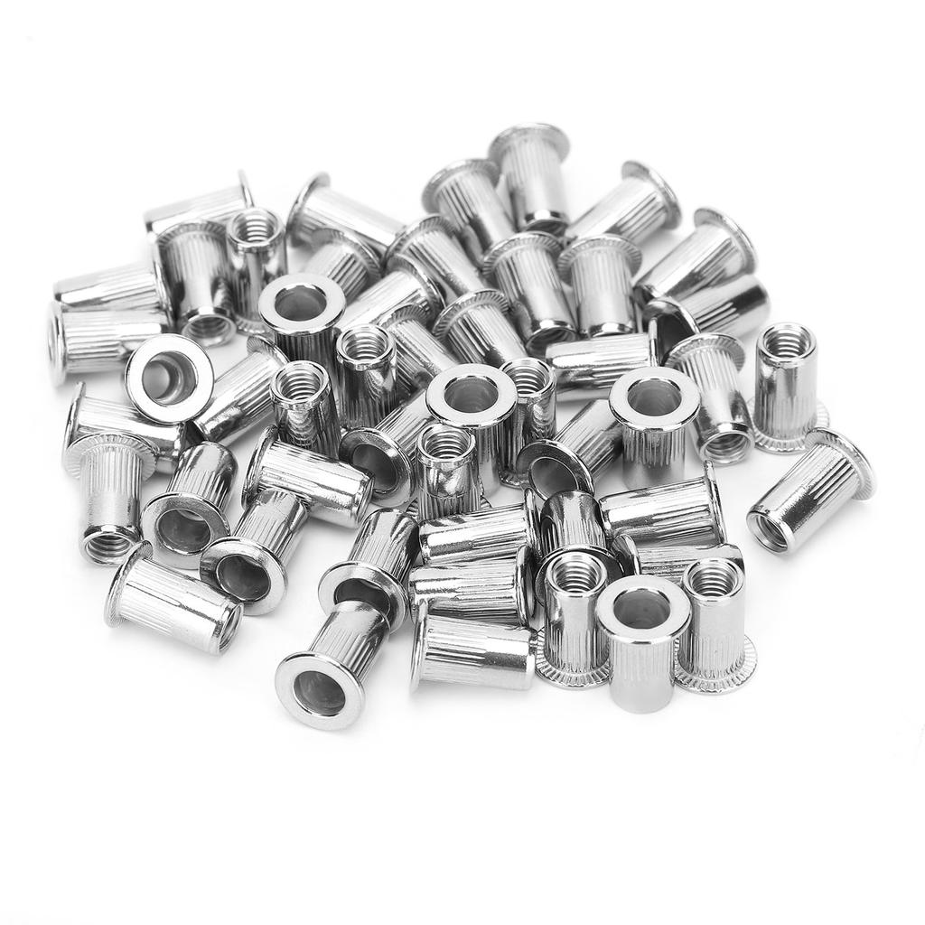 50Pcs Stainless Steel Rivet Nut Ribbing M5 Fastener Hardware Industrial Supplies