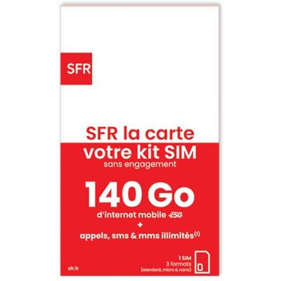 SIM karta - SFR - Predplatená - Neobmedzené hovory/SMS/MMS - 140 GB Internet - Trojitá veľkosť