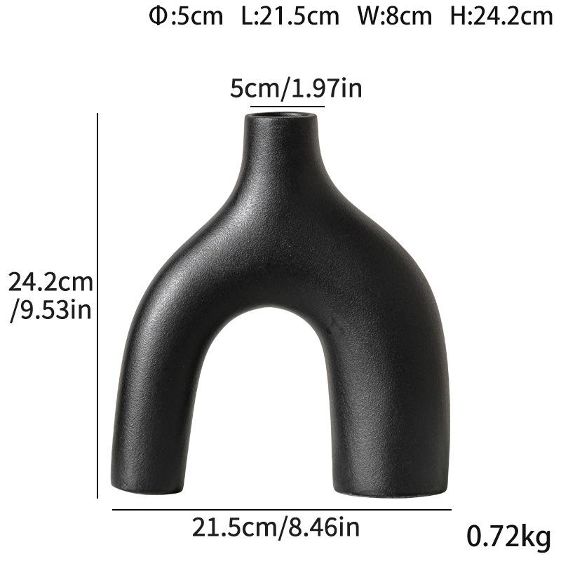 Special-Shaped Plain-Fired Ceramic Vase European-Style Simple Hydroponic Flower Arrangement Ornament Living Room Decoration Handicrafts Minimalist