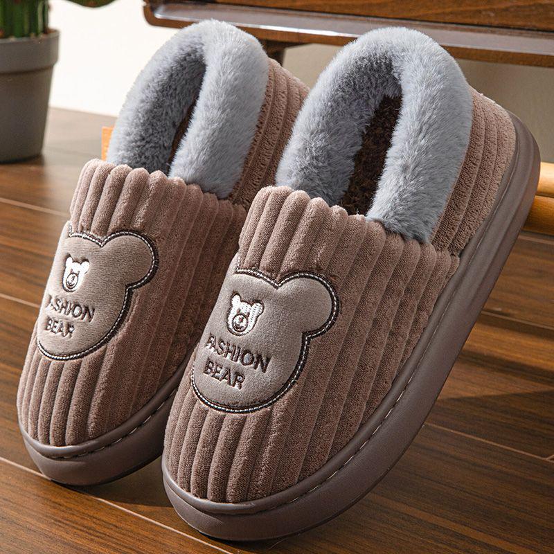 

Мужские зимние хлопковые тапочки с пяткой, на велюровой подкладке, на толстой подошве, для дома 42/43 (fits 40/41)