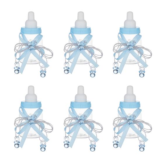 1/6/12 Pièces Mini Bouteille de Lait Boîte à Bonbons avec Ours Strassé Ruban Nœud Bonbons Goodies Pot de Rangement Friandises Fête de Naissance Cadeaux