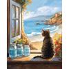 Ölgemälde-Paket DIY Malen nach Zahlen Basteln für Erwachsene Fenster Katzen Bild Ausmalen Nummer Zeichnung auf Leinwand Heimdekoration