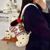 Geantă Crossbody cu desene animate: Design drăguț cu cățeluș amețit cu dungi, stil japonez, rucsac de umăr simplu teckel de mere
