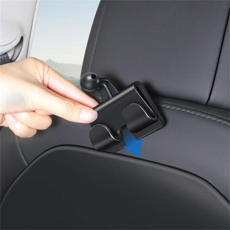 Back Seat Phone Holder with 2 Hooks Compatible For Car 3/Y 360 Degree Rotate Stand Support Tablet Interior Accessories