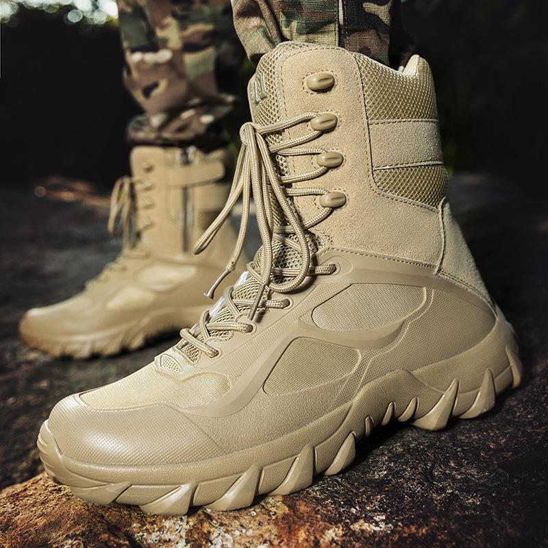 

Men s Adventure High-Top Combat Boots for Hiking, Training, and Camping 42 песочный