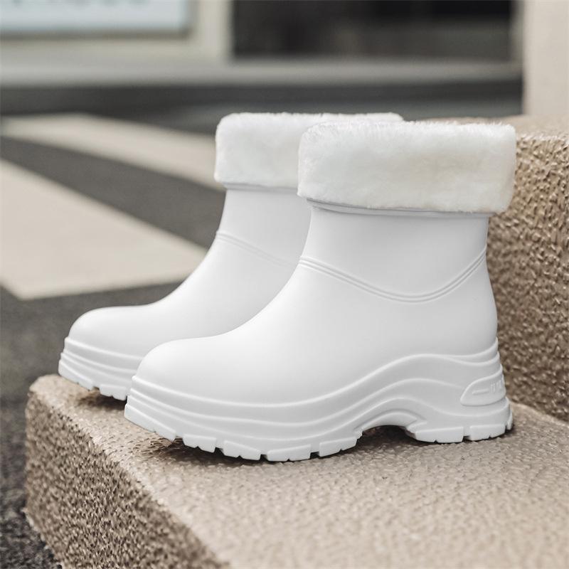 New rain shoes women's fashion outer wear platform rain boots short women's waterproof and non-slip water shoes in rainy days