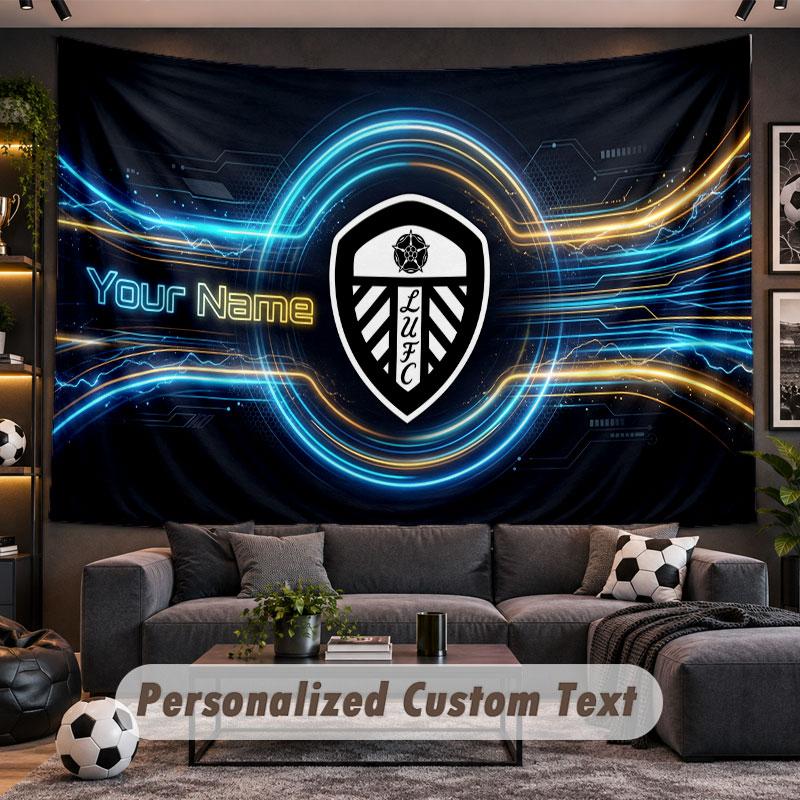 Wall Hanging Tapestry Custom NameLeeds United Pattern Personalized Printed Fabric Wall Decor