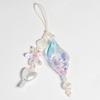 Unique Ocean Style Clear Sparkling Beaded Earphone Holder Chain Featuring Seashells Pearls Accent And Phone Decoration