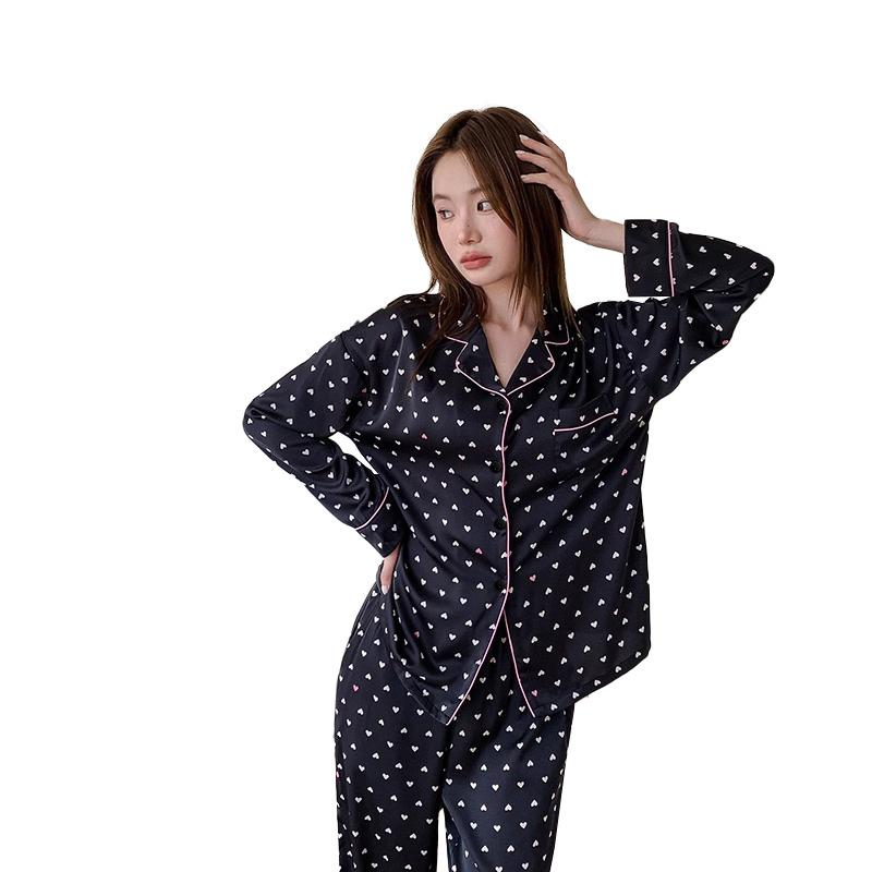 Love Cardigan Women'S Pajamas Long-Sleeved Summer New Girls' Loungewear Set Can Be Worn Outside
