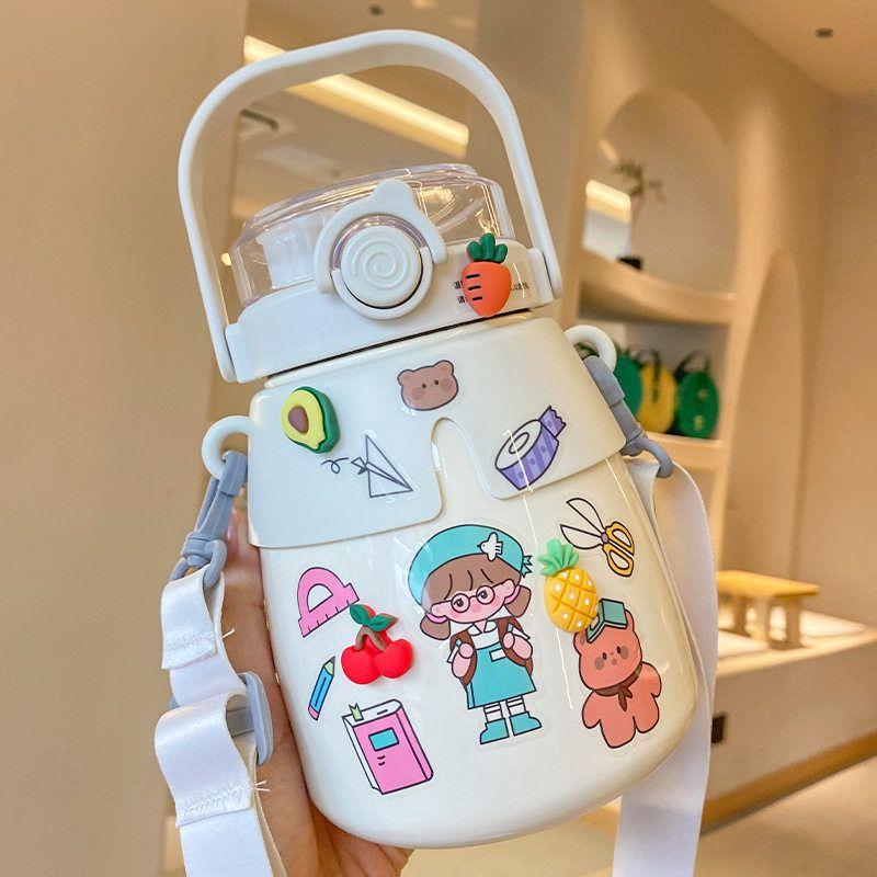 316L Large-Capacity Thermos Cup for Students, Cute and Creative Big Belly Cup, Popular Online Water Cup, Dual-Use Children's Cup
