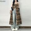Women Plaid Print Summer Casual V-Neck Sleeveless Straps Camisoles Dresses