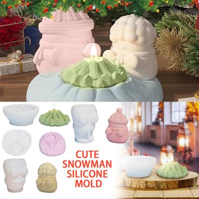3D roztomilý sněhulák silikonová forma DIy odkapávací lepidlo ozdoby sada difuzér kámen omítka forma forma na oheň sněhulák