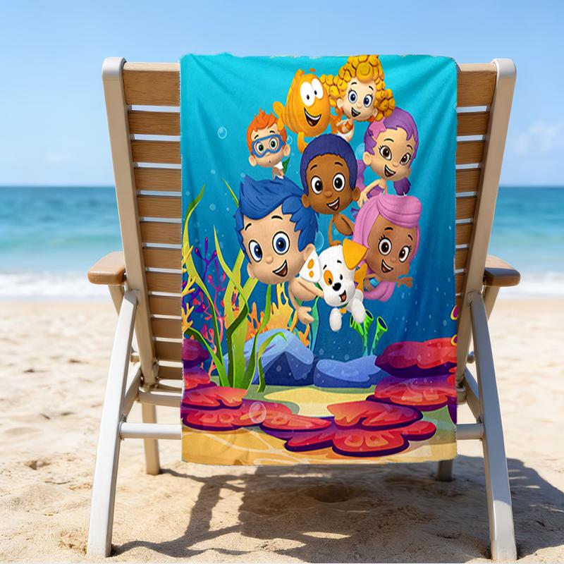 Asciugamano da Spiaggia Ultra Morbido a Tema Bubble Guppies, Ideale per Piscina - Campeggio, Immersioni - Essenziale Perfetto da Viaggio, Asciugamano da Spiaggia Vivace.