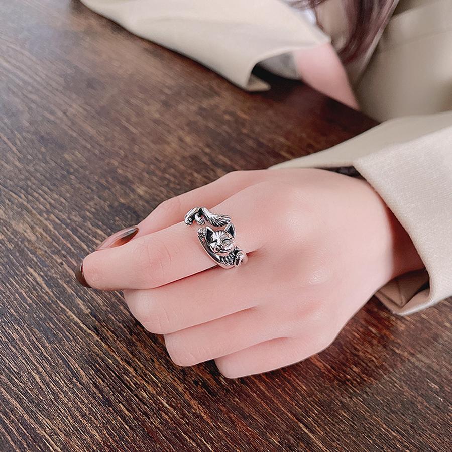 New Bohemian Simple Fashion Fortune Cat Size Adjustable Ring