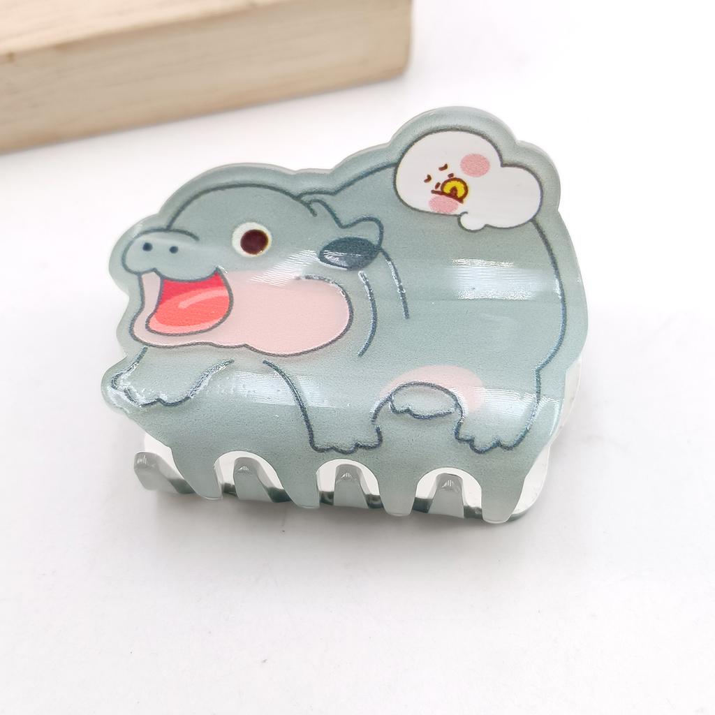 Cute Miss Hippo Hair Claw Flower Acrylic Small Shark Clip Set Headwear Geometry Cartoon Capybara Hair Clip For Girls