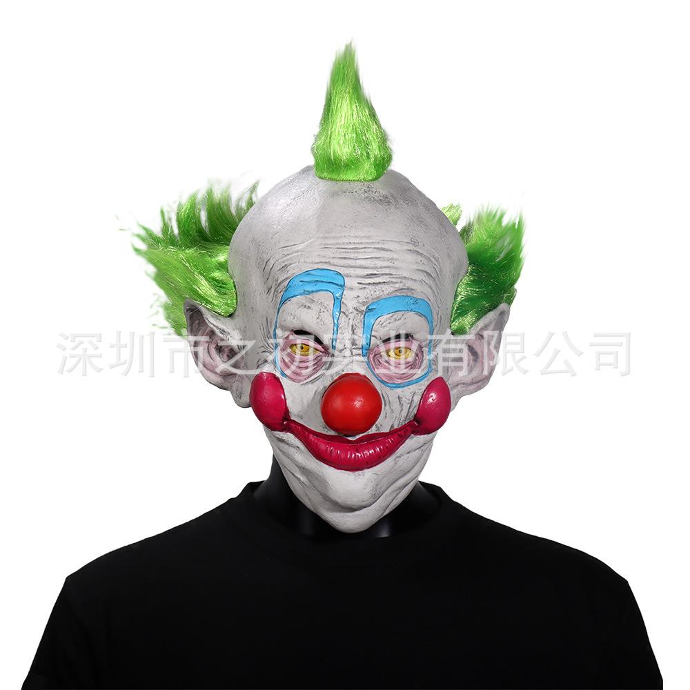 Halloween Space-Themed Killer Clown Character Mask, Ghost Festival Horror Latex Mask, Masquerade Headgear Space Clown Green hair