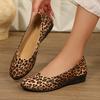 Women's Leopard Print Flats - Slip-On Shoes with Pull-On Closure, Round Toe Cushioned Insole - All-Season Casual  Frmal Footwear