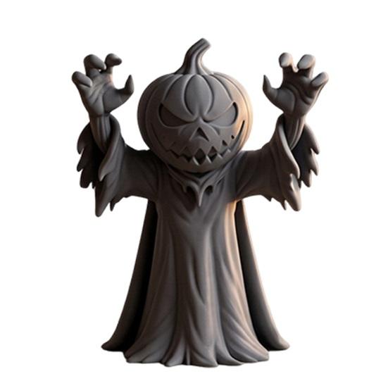 Halloween Party Table Decor 3D Printed Pumpkin Man Figurine, Spooky Zombie Statue for Windows Ornament Home Office Desk Shelf Devil Accessory