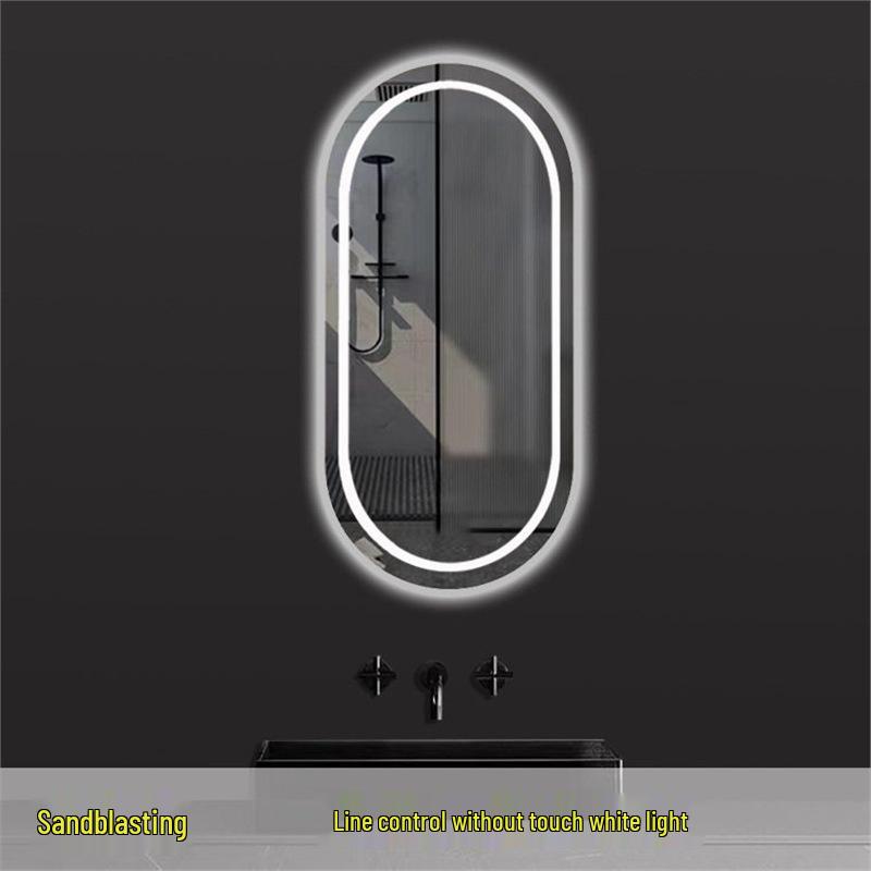 Oval LED Smart Vanity Mirror, Anti-Fog, Wall-Mounted for Bathroom Use.